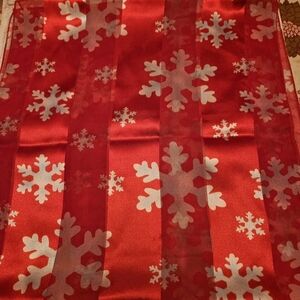 Women Scarf 58"×13.5"  100% Polyester Red W/ Snow Flakes